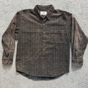 True Grit Cut Cord Flannel Cozy Work Shirt in Men's Size XL - Brown Black Plaid